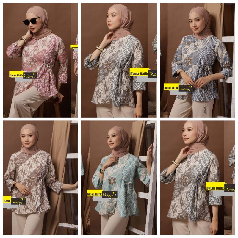 TERBARU Atasan Batik Wanita Kerja Kantor Lengan Panjang Motif Aksara Jawa Kekinian Katun KombinasiM L XL XXL