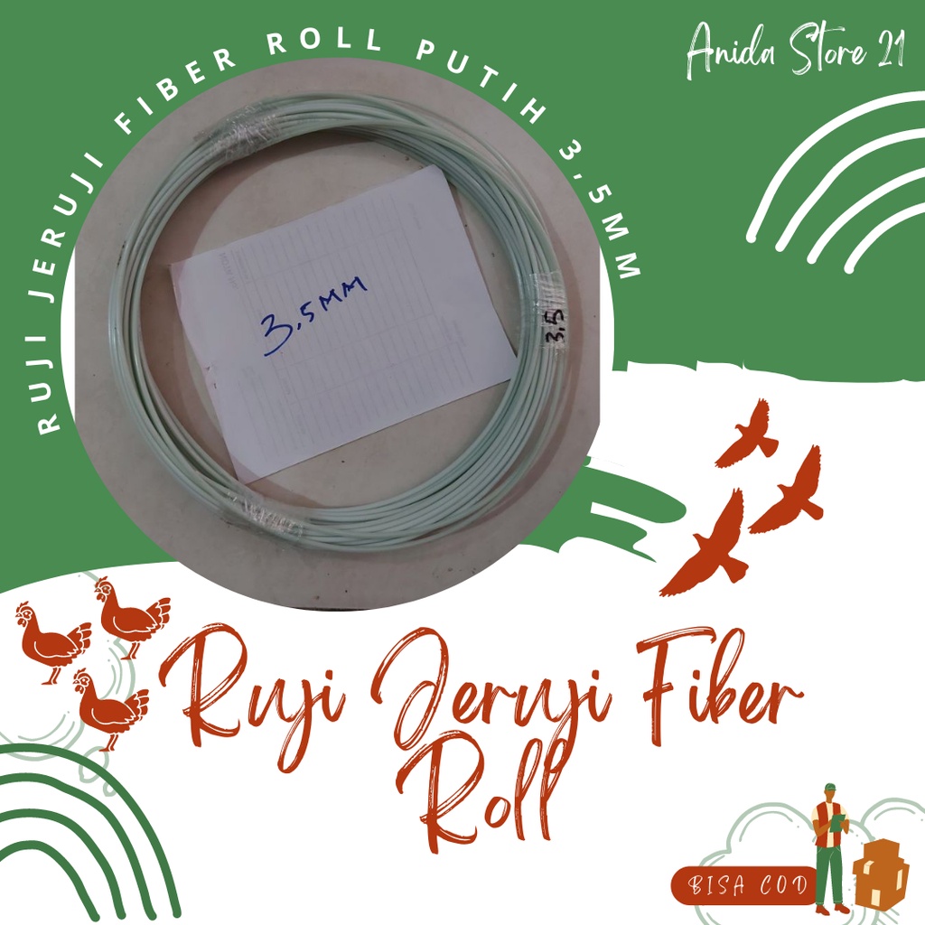 Ruji Fiber Jeruji Fiber Putih 3,5mm Ngerol Jeruji Ruji Fiber Sangkar Burung