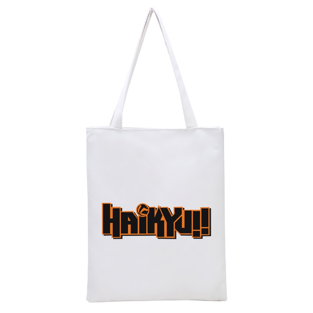 NEW Bisa Custom TOTEBAG Resleting Printing haikyu! Haikyuu anime manga jepang viral kekinian tas tote bag kuliah kampus sekolah || Kiiyoomii ||