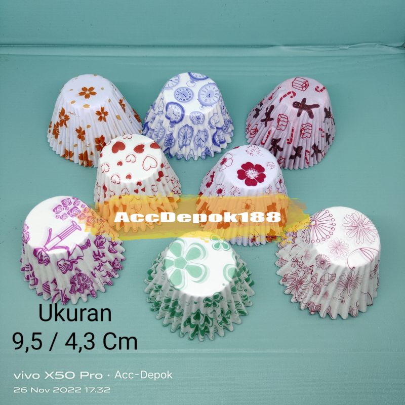 CAKE CASES 95 MM / 4,3 Cm / CUP CAKE CASE ALAS KUE WARNA PUTIH / MOTIF ISI 1000 PCS