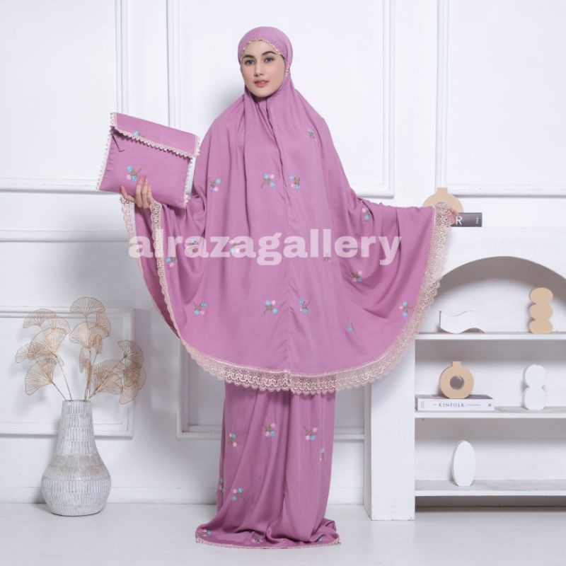 mukena dewasa katun rayon premium lebih adem dan tebal  bordir melati renda mewah