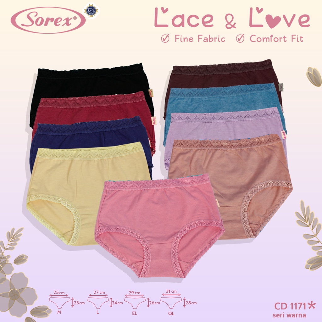 Sorex 1171 Celana Dalam Wanita Dewasa Lace &amp; Love Fine Fabric Comfort Fit (3pcs)