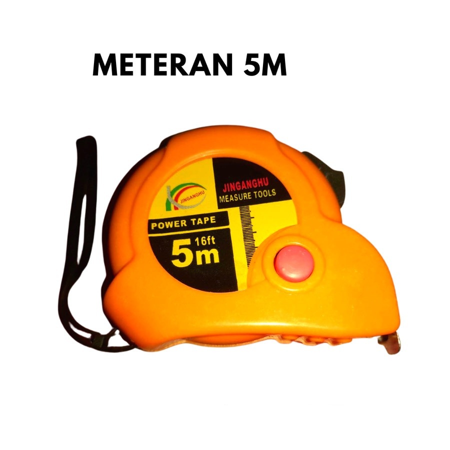 Meteran 5 Meter 5M Measuring Tape 5meter Tukang Gulung Otomatis Automatic Roll Rolling Anti Macet Bahan PVC Bagus