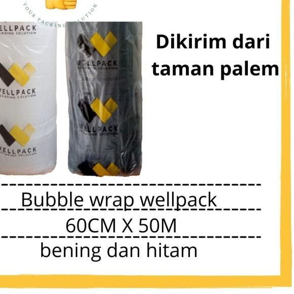 

Bubble wrap roll hitam dan bening wellpack uk 60cm x 50m - Hitam