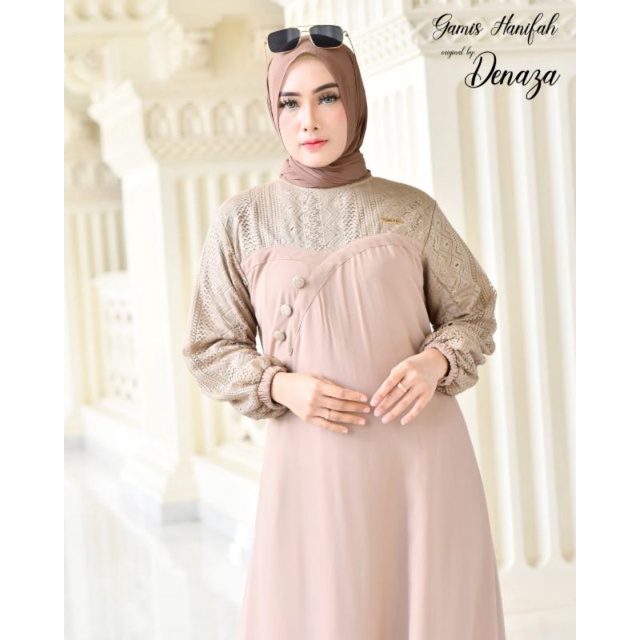 GAMIS HANIFAH // BAHAN CERUTY MIX BRUKAT MALIKA // By Denaza