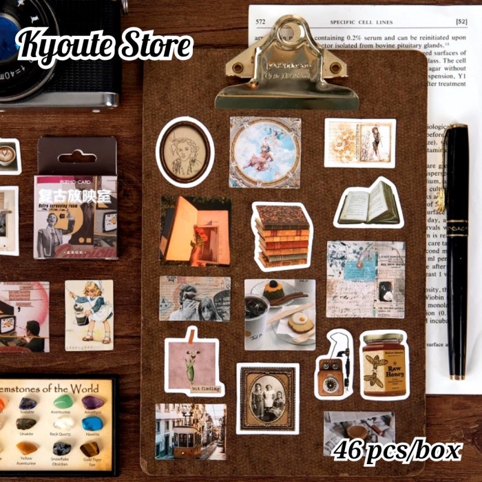 

Jurnal 46 Pcs Sticker Box Retro Vintage Old Things Scrapbook Journal Diary