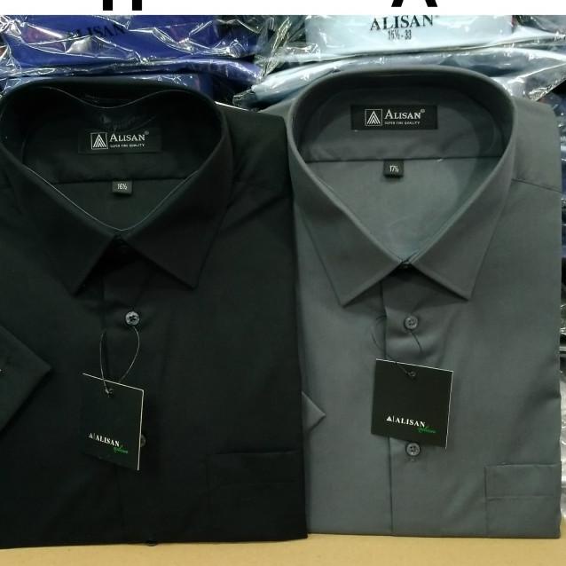 Kemeja Alisan Polos Lengan Pendek JUMBO SIZE 16,5 17 17,5 - Coklat 7, 16,5 | 2XL