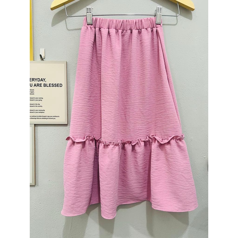 Jimmedy.id - Skirt Anak Tingkat Satu/Rok Anak Perempuan Korea Bahan Crinkle Premium Untuk Usia 3-9 Tahun