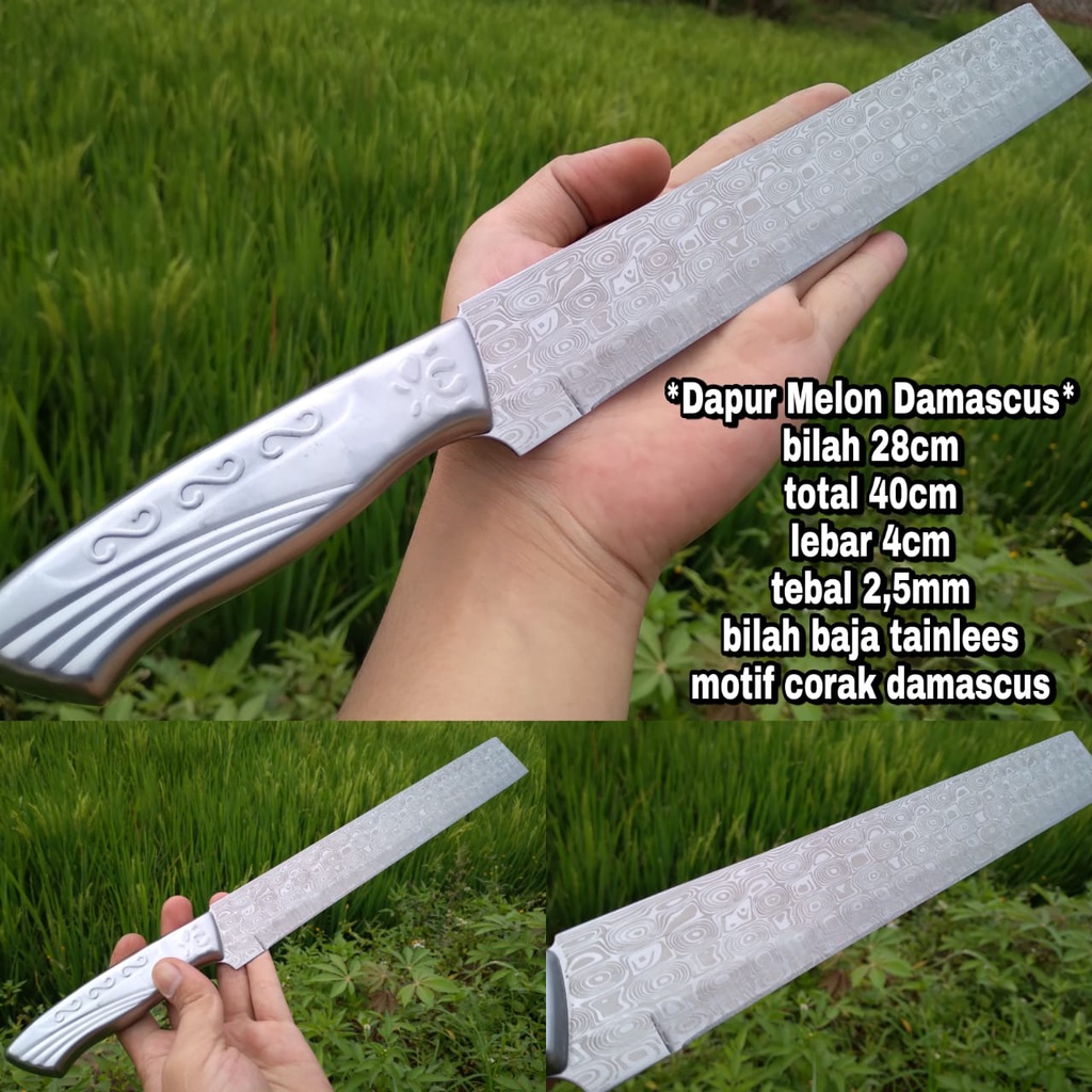 stock ready Pisau Buah Stainless Steel Panjang Anti Karat Pisau Semangka Melon Uk 40 cm