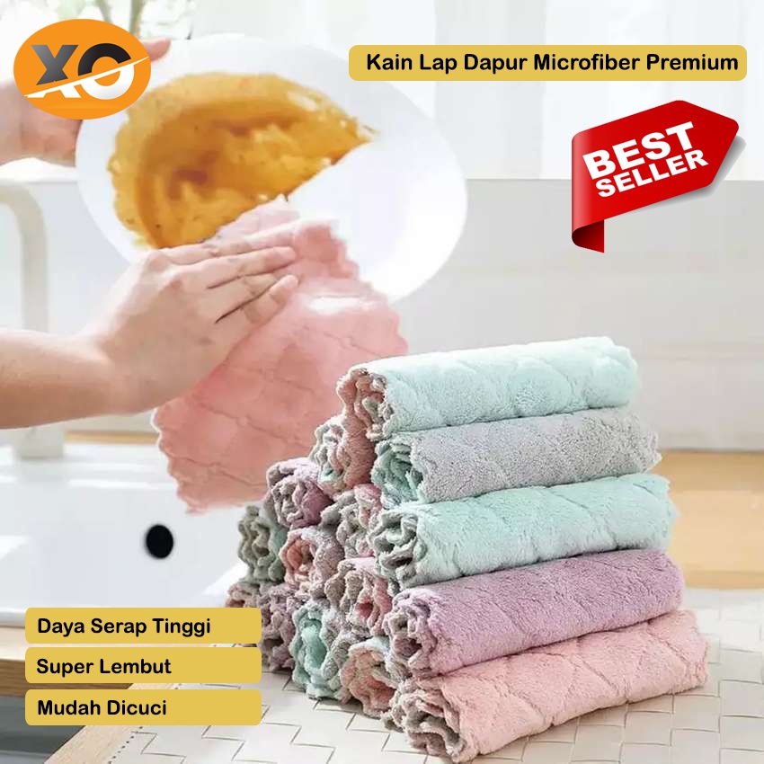 Kain Lap Dapur Anti Minyak Kain Lap Microfiber Lap Piring Gelas Sendok Serbet Makan Bisa Juga Untuk 