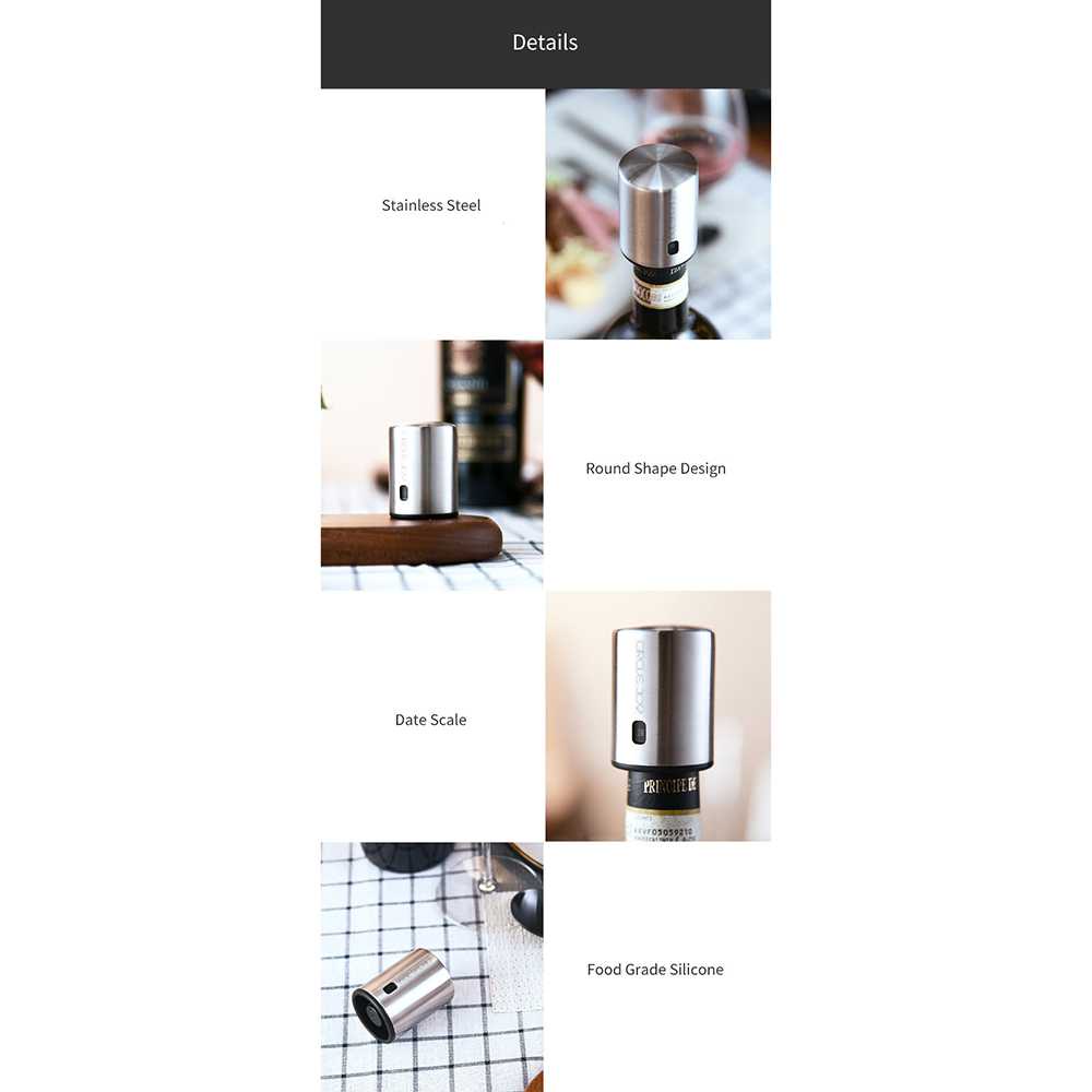 Circle Joy Smart Wine Vacuum Stopper Tutup Botol Wine Stainless Steel - CJ-JS01