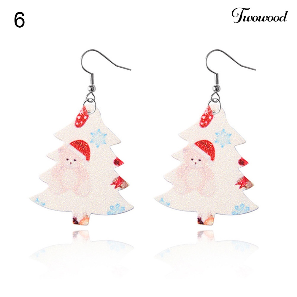 Anting Hook Bahan Kulit Imitasi Model Teardrop Tree Heart Dangle Untuk Wanita