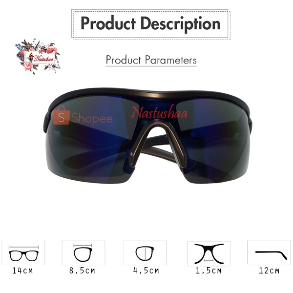 Kacamata Olahraga Model Wraparounds Semi Rimless Kacamata Sporty Lensa Mirror Anti UV Outdoor Unisex