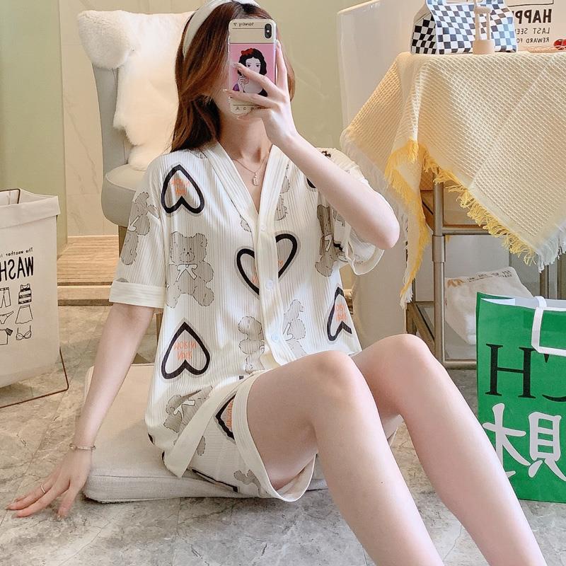 TELLY ➡️ 347 Piyama 3in1 Dewasa Baju Tidur Set Model Kancing Depan Impor Dapat Baju Celana Panjang dan Celana Pendek