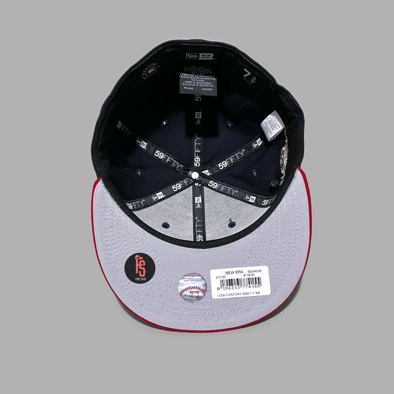 TOPI NEW ERA ORIGINAL 5950 LOGO HISTORY ATLANTA BRAVES NAVY RED