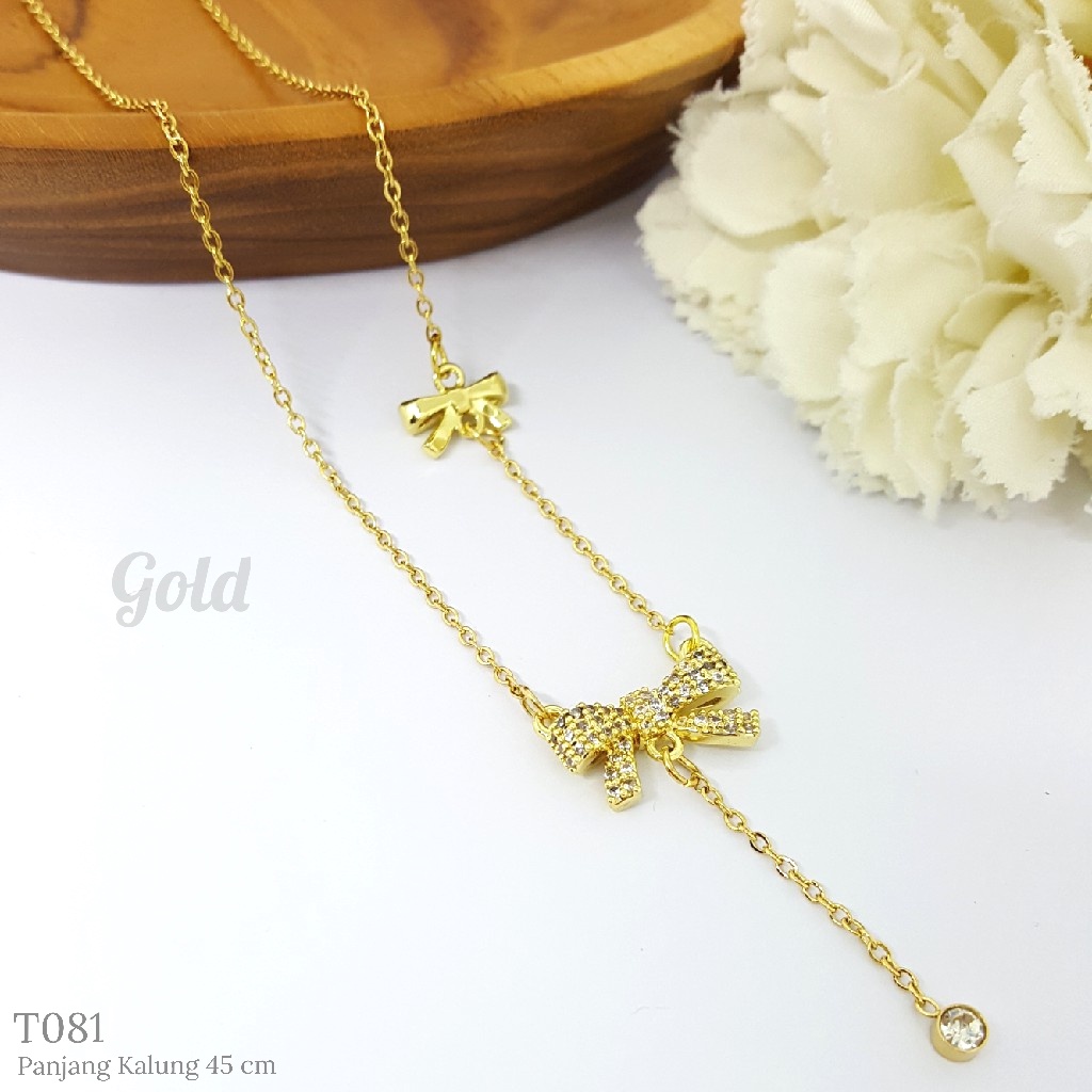 PGX Kalung Titanium Wanita Anti Karat Aksesoris Fashion Perhiasan Premium - T081