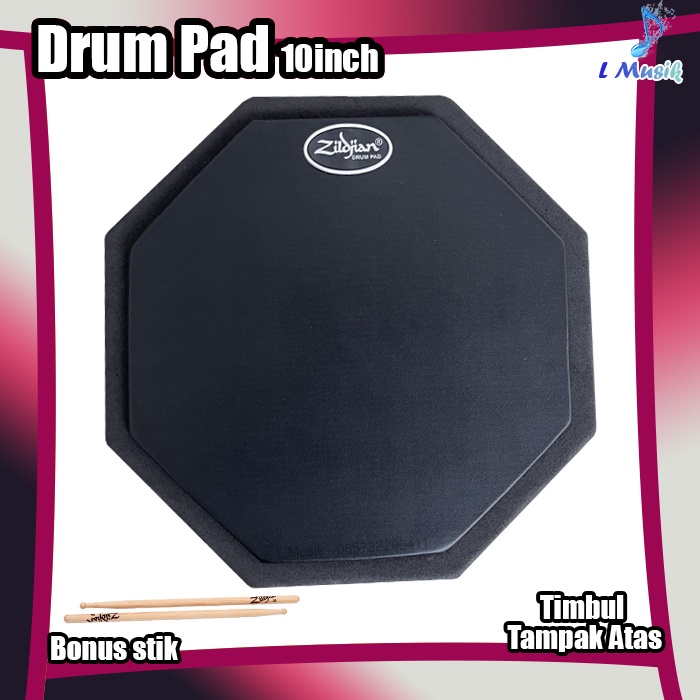 PAD DRUM 10IN BONUS STIK LATIHAN STICKING DRUM PAD