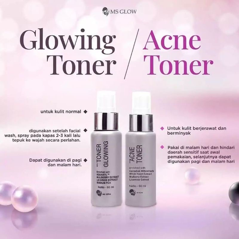 MS GLOW Toner Glowing 60ML / Toner Wajah MSGLOW Mencerahkan Mengatasi Kulit Kusam BPOM