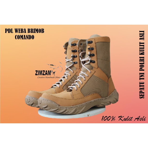 SEPATU KULIT SAFETY BOOTS PDL WEBA BRIMOB COMANDO TAN TNI POLRI