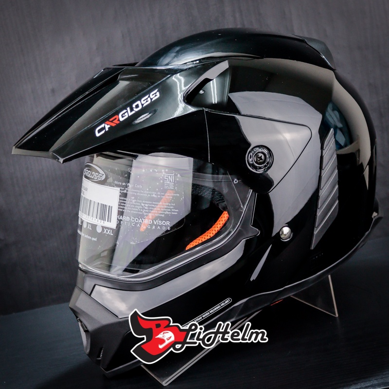 Jual Cargloss Helm Former Supermoto Cr Solid Black Carglos Shopee