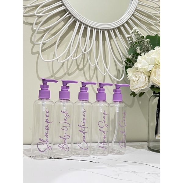 botol BENING 250ml stiker LILAC . aesthetic bottle refill tempat sabun cair pump estetik