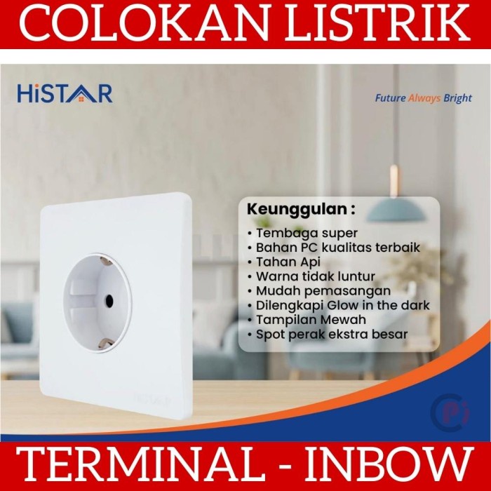 HISTAR GDX101W Terminal Colokan Listrik 1 Lubang Inbow Tanam Modern