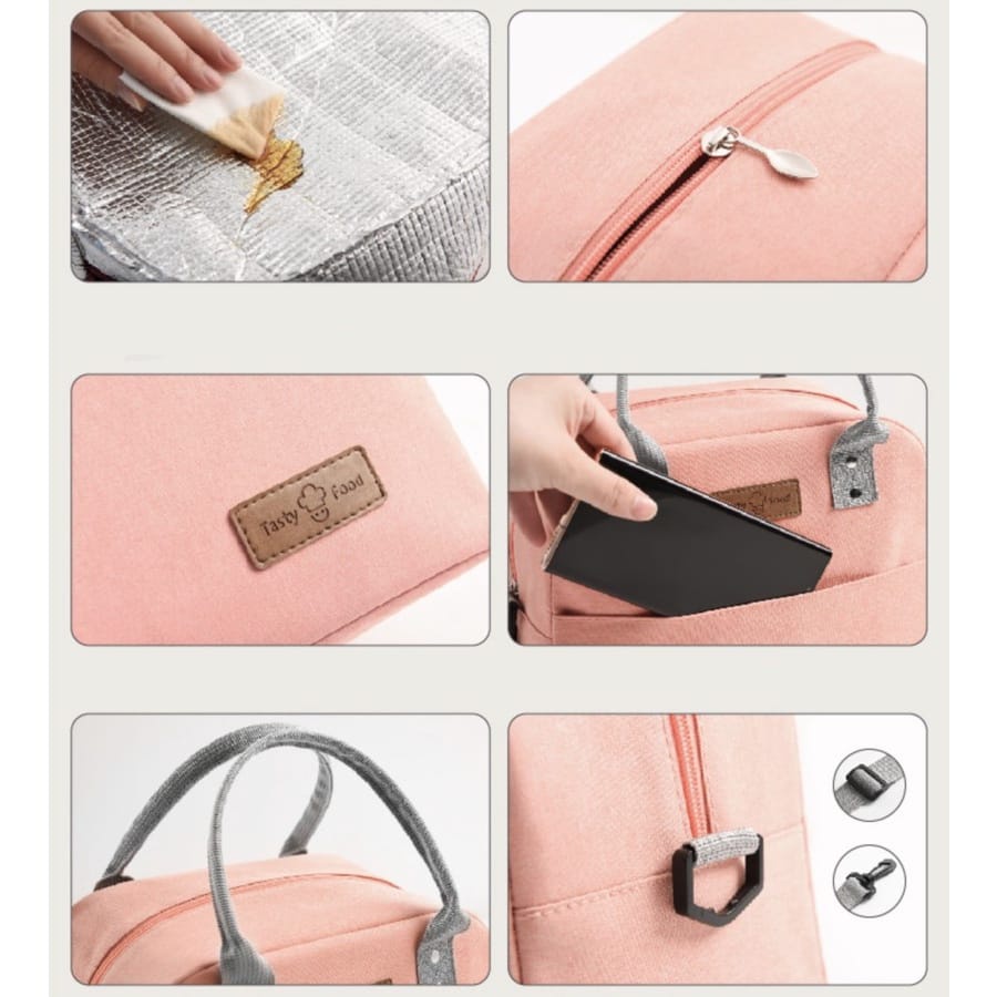 Tas Tempat Makan Alumunium Foil Anti Panas / Lunch Bag Cooler Dengan Handler Dan Strap