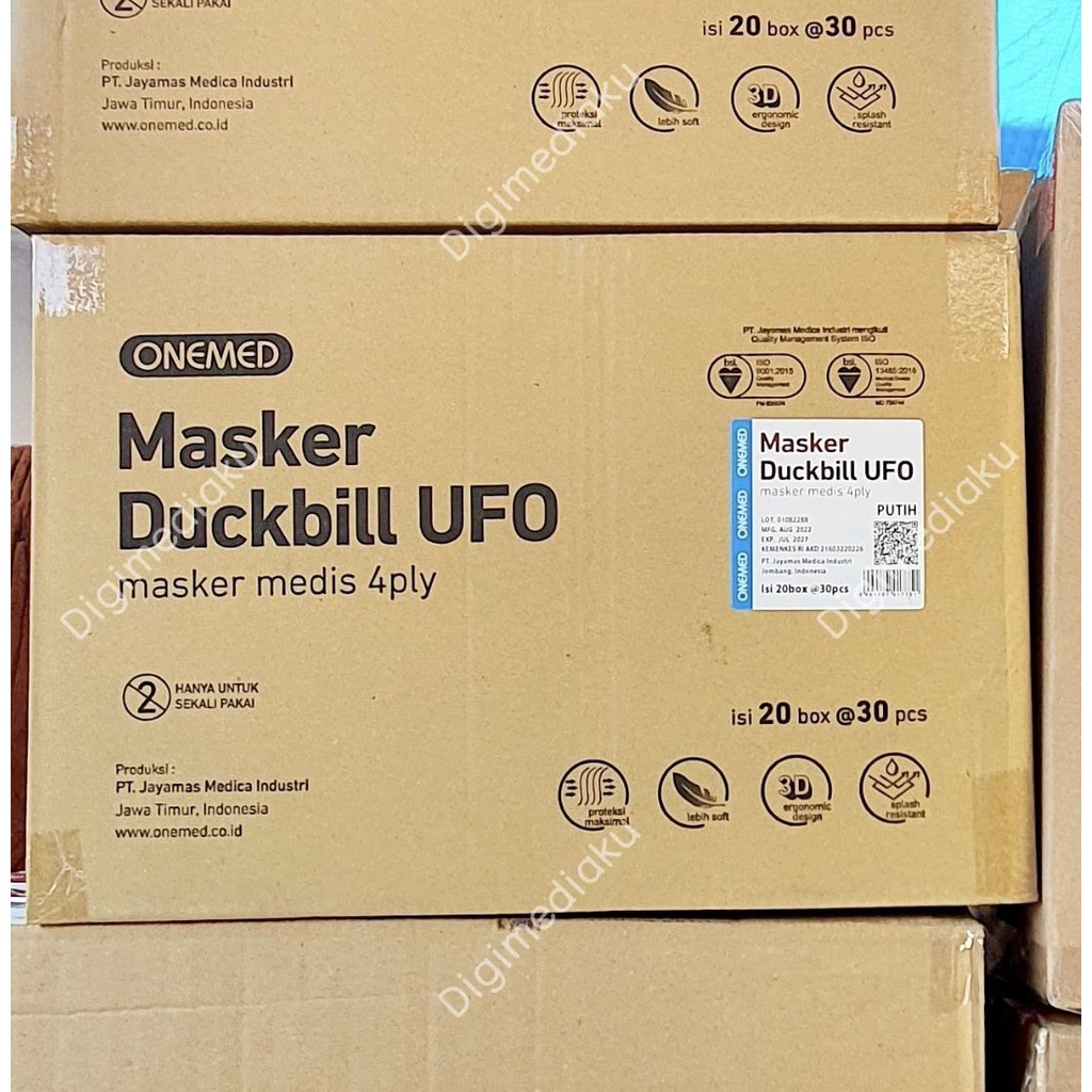 Masker Duckbill UFO Duckbill Masker Karet Medis Duckbill UFO Putih 4ply OneMed Box Isi 30 Lembar