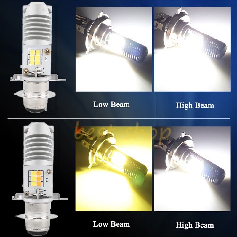 1pc Lampu Depan Led H6 Dua Warna High / Low Beam Untuk Motor / Skuter P15D