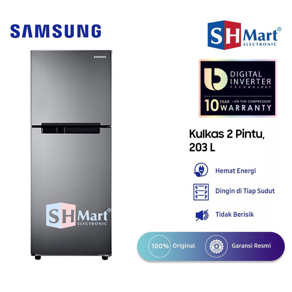 KULKAS 2 PINTU SAMSUNG KAPASITAS 203 LITER ALL AROUND COOLING RT19M300BGS / RT19M GARANSI RESMI