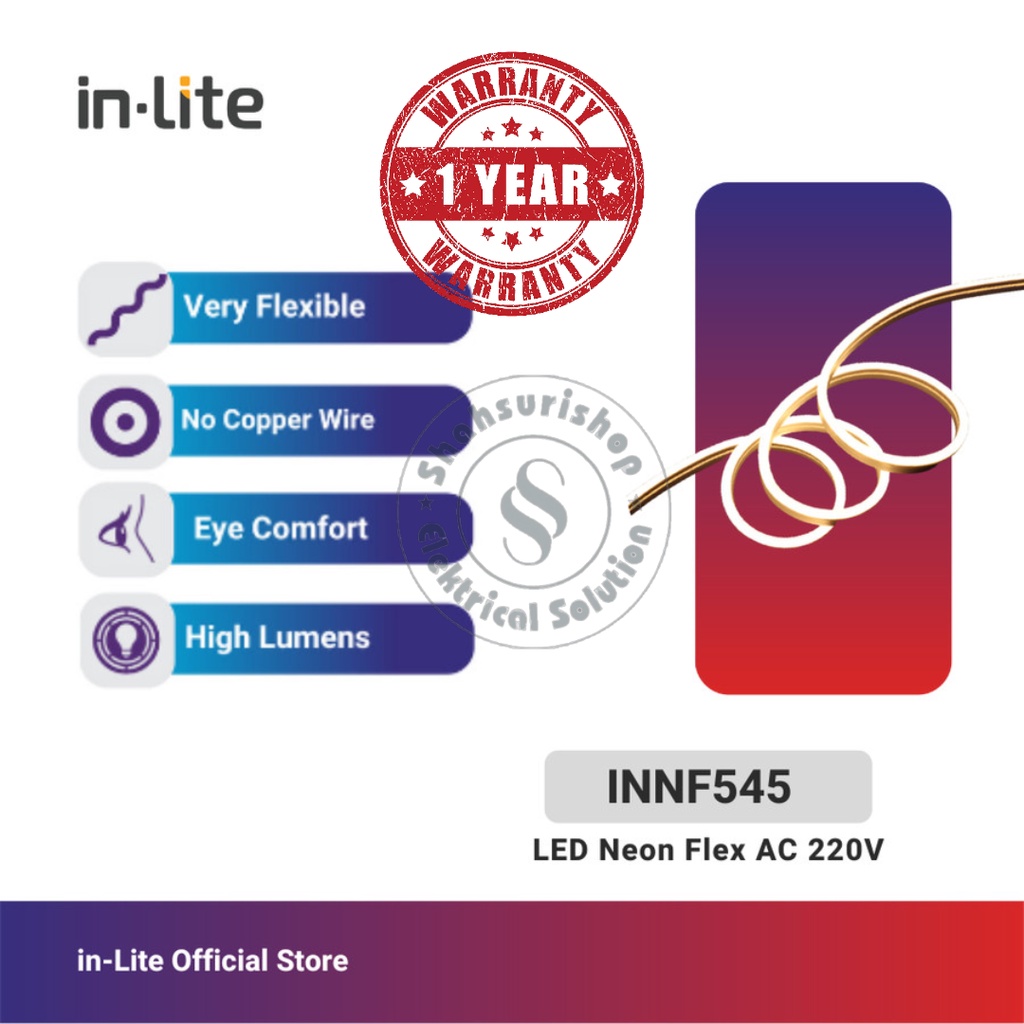 IN-LITE INNF545 LAMPU SELANG LED NEON FLEX 9W/M IP65 220V 50M