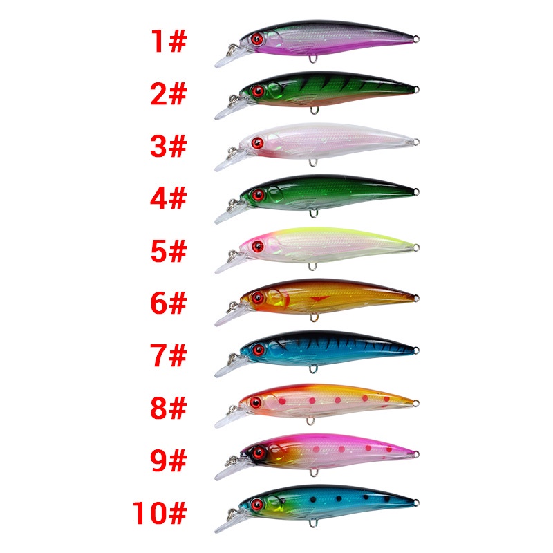 10pcs / lot Umpan Pancing Bentuk Ikan Kecil 11cm / 14g Dengan Kail Treble