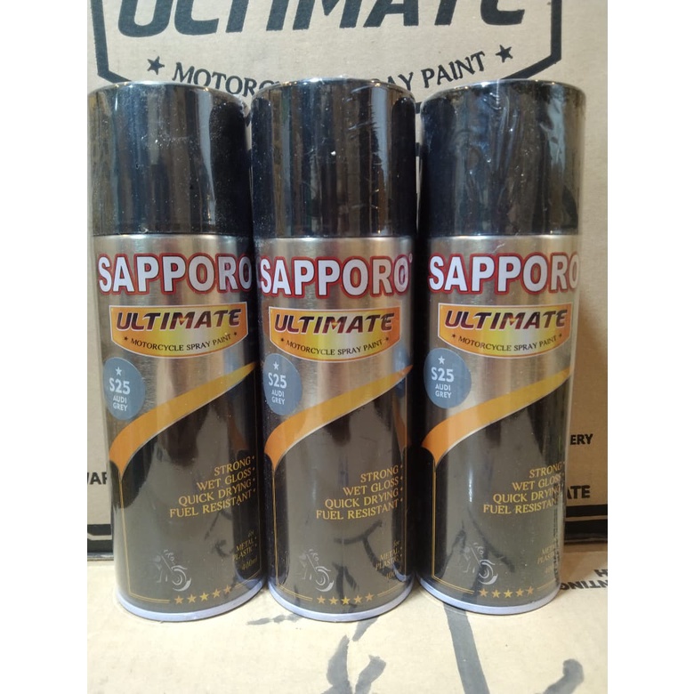 pilok pilox cat semprot sapporo ultimate S25 audi grey abu gloss glossy saporo 400ml