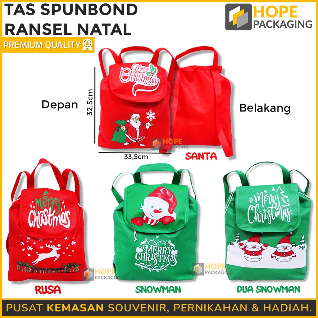 

Tas Spunbond Ransel Natal / Goodie Bag Souvenir Snack / Paper Bag Hampers Natal / Goodie Bag Santa / Tas Kado / Tas Ransel Natal / Tas Gift / Bingkisan Kue Natal