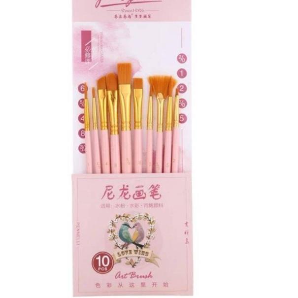 

Giorgione Brush Set G-188 | Kuas Lukis Set 10 Bird Series - Pink