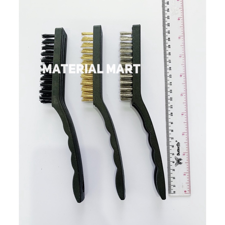 Sikat Baja Mini Set 3 PCS | Sikat Kuningan Set | Sikat Nylon 3 in 1 | Material Mart