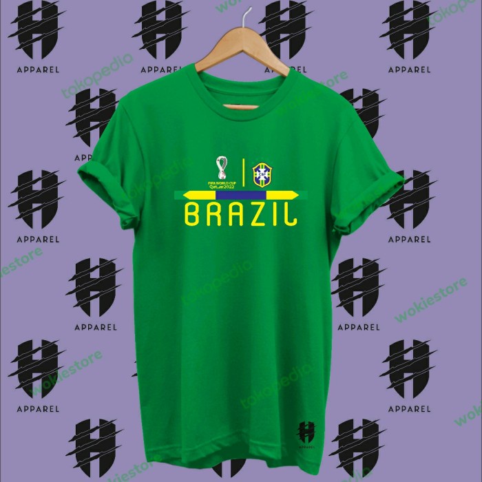 BAJU - KAOS BRAZIL TEAM FANS PIALA DUNIA QATAR 2022 - TSHIRT BRAZIL