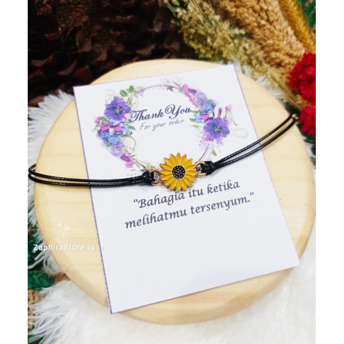 ZaphiraStore [PROMO] GELANG TALI SUNFLOWER / GELANG PERSAHABATAN / GELANG SERUT BUNGA /SUNFLOWER BRACELET