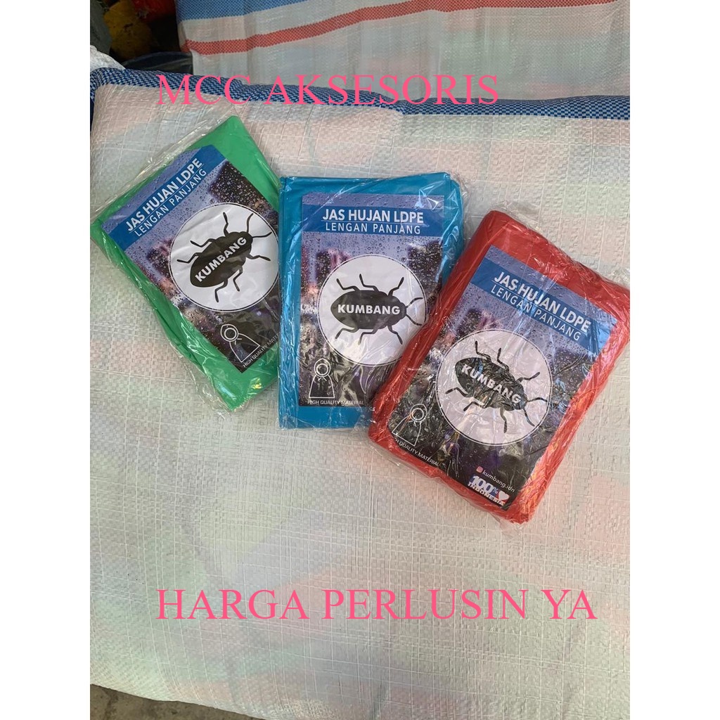 PROMO ABIS!! LUSINAN YA ! Jas Hujan Plastik Ponco lengan panjang Poncho Murah HDPE kualitas KUMBANG/WINPU Best