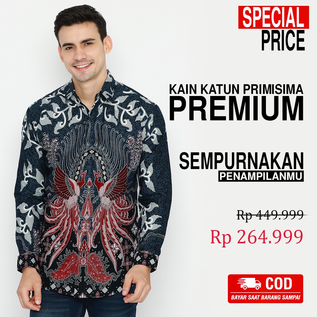 BAJU BATIK PRIA Alonso Kemeja Lengan Panjang Slimfit Premium Biru Dongker Merah Abu Grey 725261 Cap 72 - Baju Kemeja Atasan Pakaian Setelan Batik Pria Cowok Laki Laki Remaja Keluarga Kantor Lengan Panjang Modern Slimfit Slim Fit Premium Kekinian