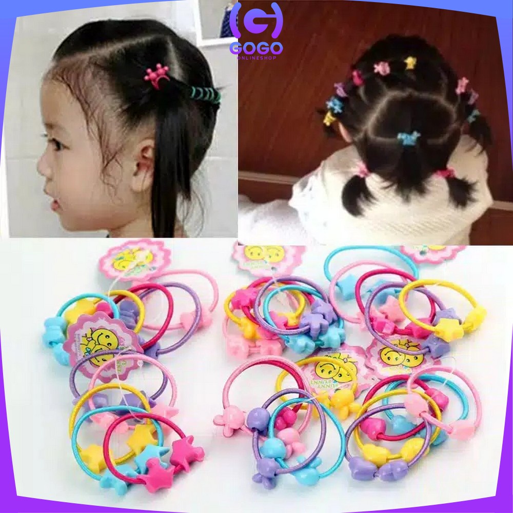 GOGO-C9 (50 PCS) Ikat Rambut Anak Anak / Karet Ikat Rambut / Kuncir Rambut Kuda Anak Anak / Headband