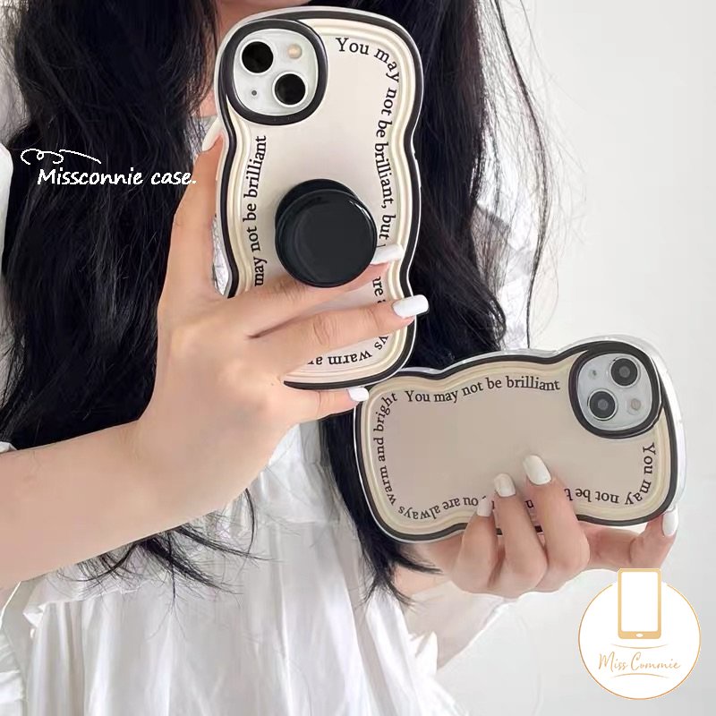Soft Case TPU Motif Tulisan Dengan Ring Holder Untuk iPhone 11 14 13 12 Pro MAX XR 7 8 6 6S Plus X XS MAX SE 2020