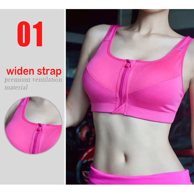 Elastisitas Yoga bra Push Up Shockproof Sports Bra Running bra Sport Bra Wanita Zip Depan 801