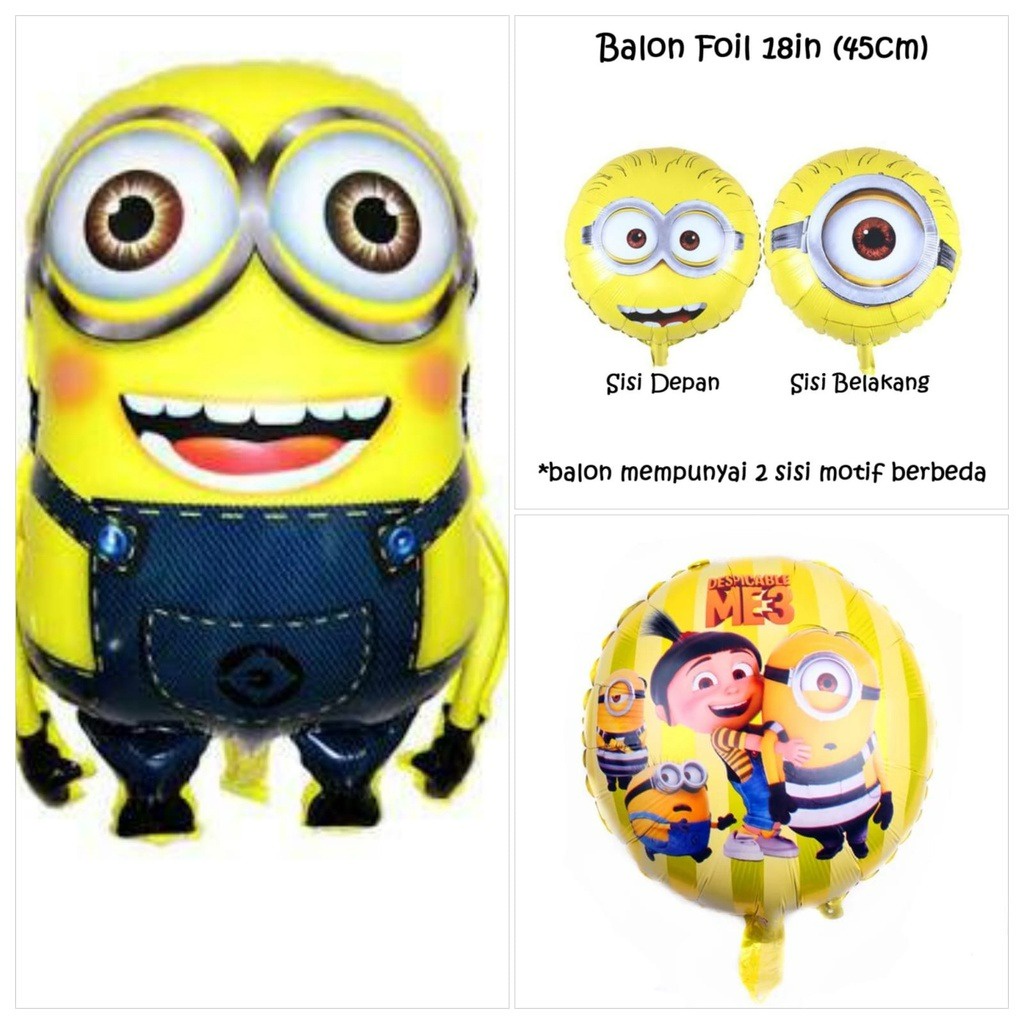 Happybaloon Balon Ulang Tahun Anak Laki Laki Dekorasi Foil Ultah Karakter Minion Jumbo Satuan Murah
