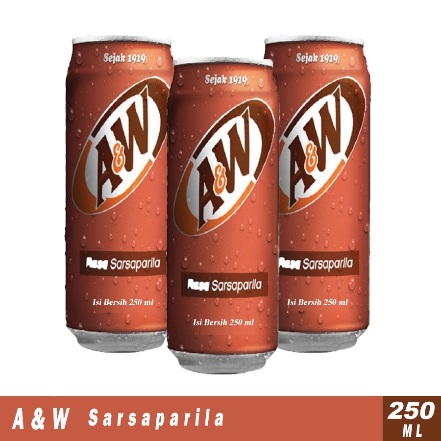 A&amp;W Minuman Soda Soft Drink Sarsaparilla 250 ml
