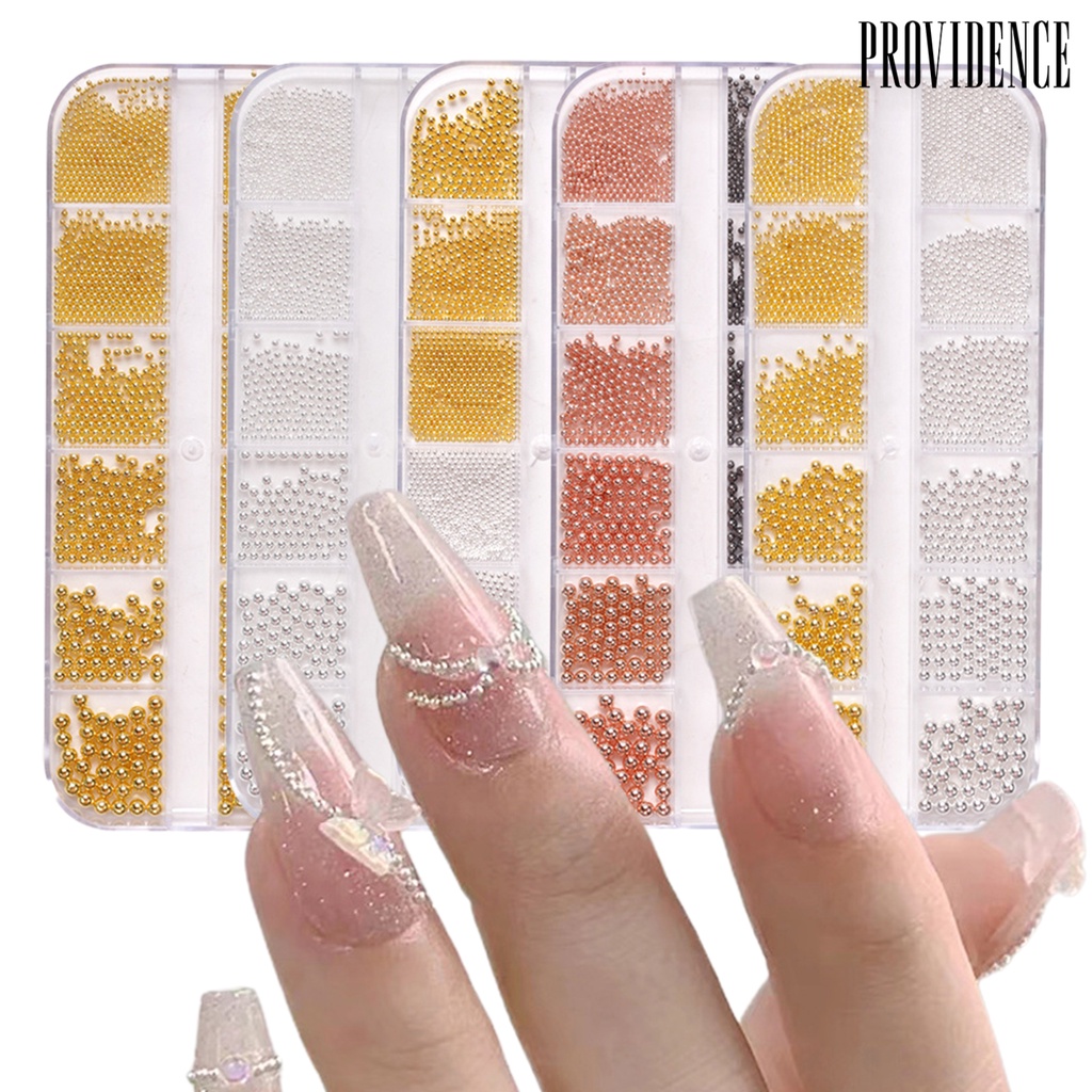 1 Kotak Bola Baja Bentuk Bulat Ukuran Campur 12 Grid Untuk Dekorasi Nail Art Salon