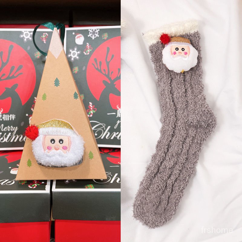 Musim Gugur dan Musim Dingin Penebalan Hangat Lantai Kaus Kaki Natal Rumah Coral Fleece Kaus Kaki Wa