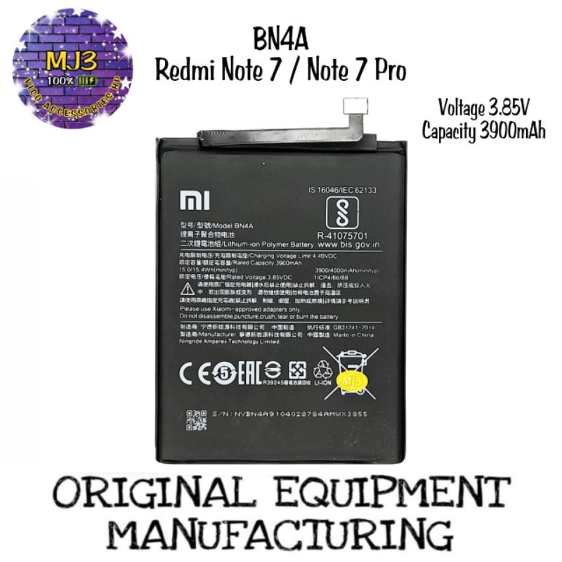 Baterai Xiaomi Redmi Note 7 Pro BN4A Original battery batre bat