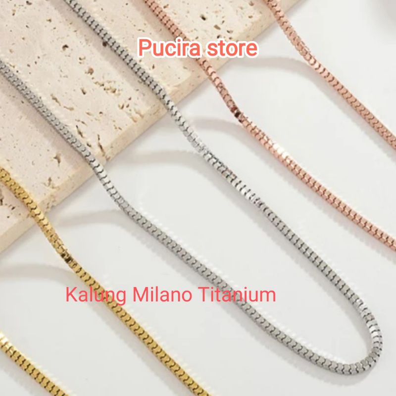Kalung titanium milano lapis emas 24k anti luntur