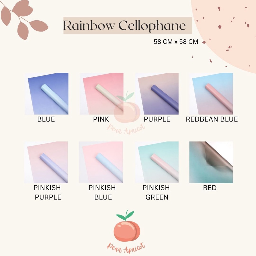 Jual Lembar Kertas Flower Wrapping Rainbow Cellophane Ecer Lembar